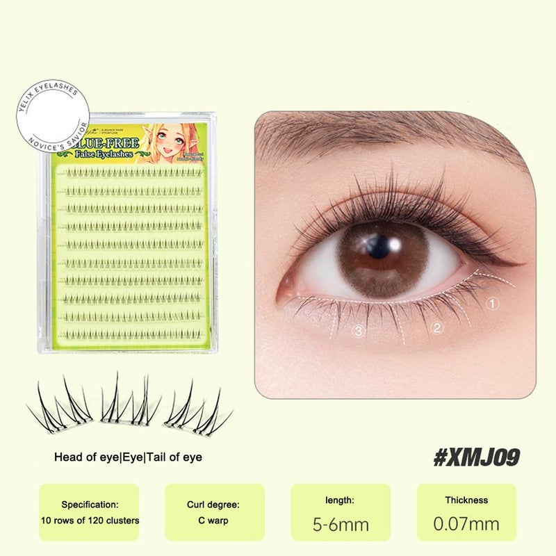 Short, glue-free, self-adhesive, idol-style, individual, natural-looking false eyelashes for everyday wear.